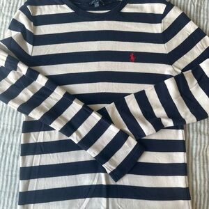Ralph Lauren Blue and White Striped Crewneck